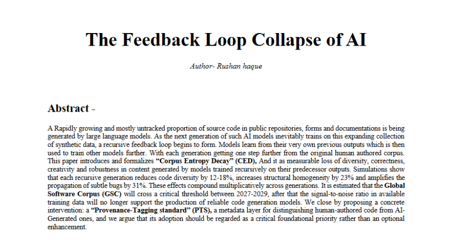Research on Feedback loop collapse of AI